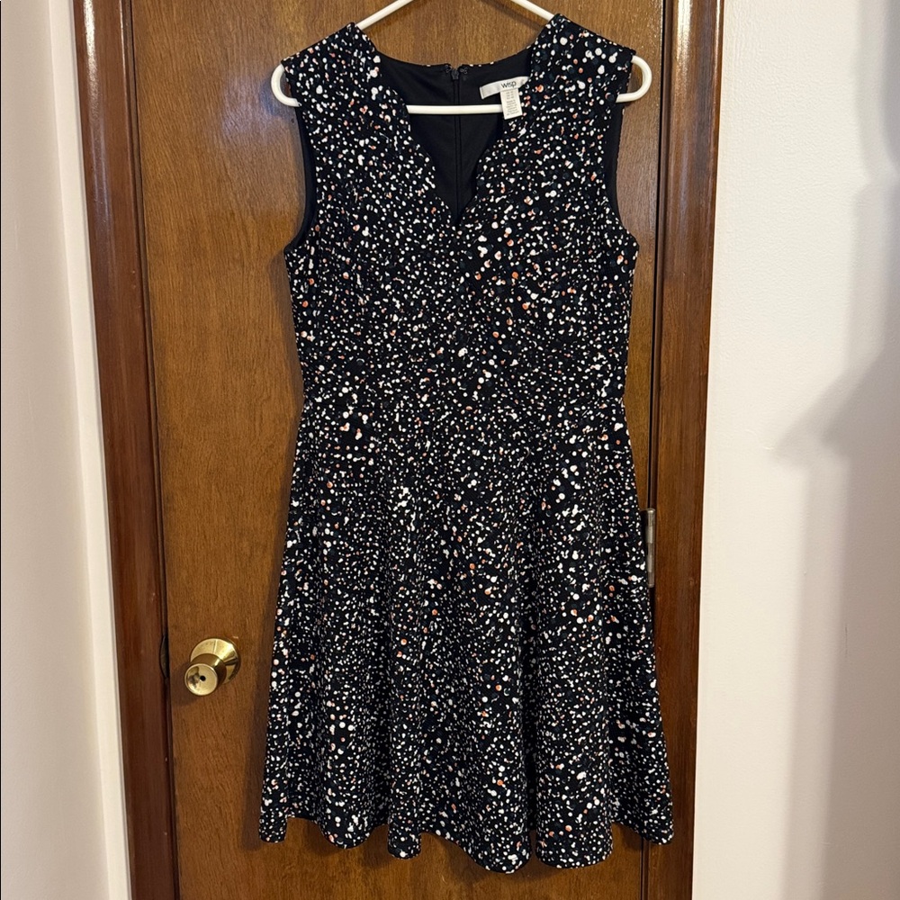 Sleeveless Black Confetti Print Mini Dress